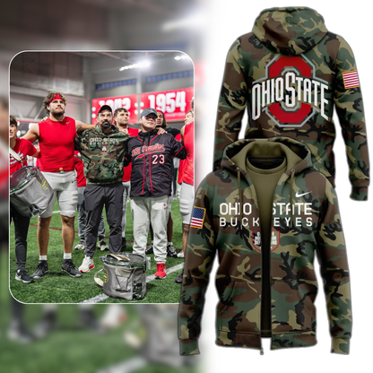 Ohio State Football Military Appreciation Camo Zip Hoodie 2025