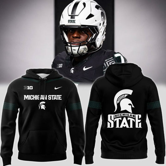 Special New Black Michigan State Spartans Wordmark Alternate Uniform Hoodie