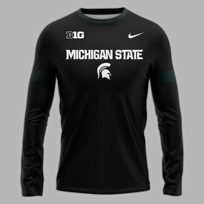Special New Black Michigan State Spartans Wordmark Alternate Uniform Long Sleeve Shirt