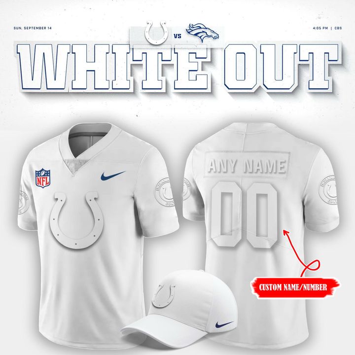 Indianapolis Colts "White Out" Football Jersey (Custom)