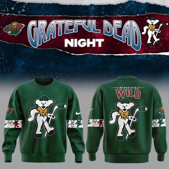 Limited Edition Minnesota Wild Grateful Dead Night Green Sweatshirt