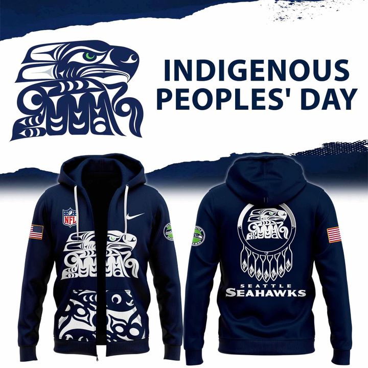 Seattle Seahawks Indigenous Peoples’ Day Zip Hoodie 2025 Blue