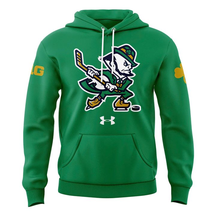 Notre Dame Fighting Irish Under Armour Hockey Leprechaun Rival Fleece Hoodie (Green)