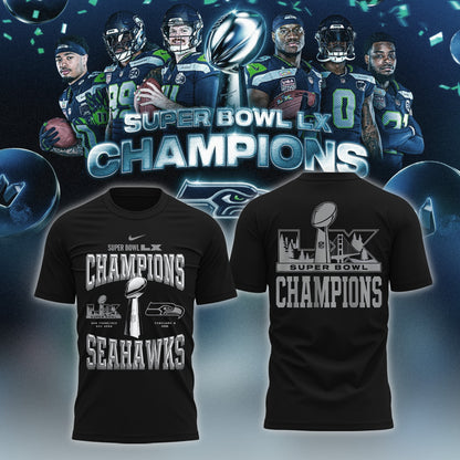Seattle Seahawks Super Bowl LX Champions T-Shirt