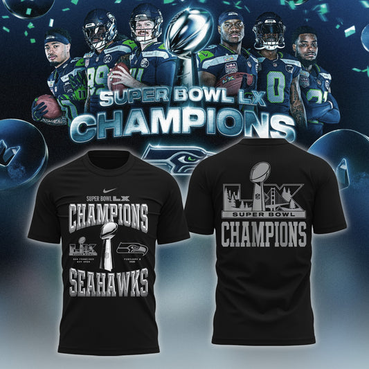 Seattle Seahawks Super Bowl LX Champions T-Shirt