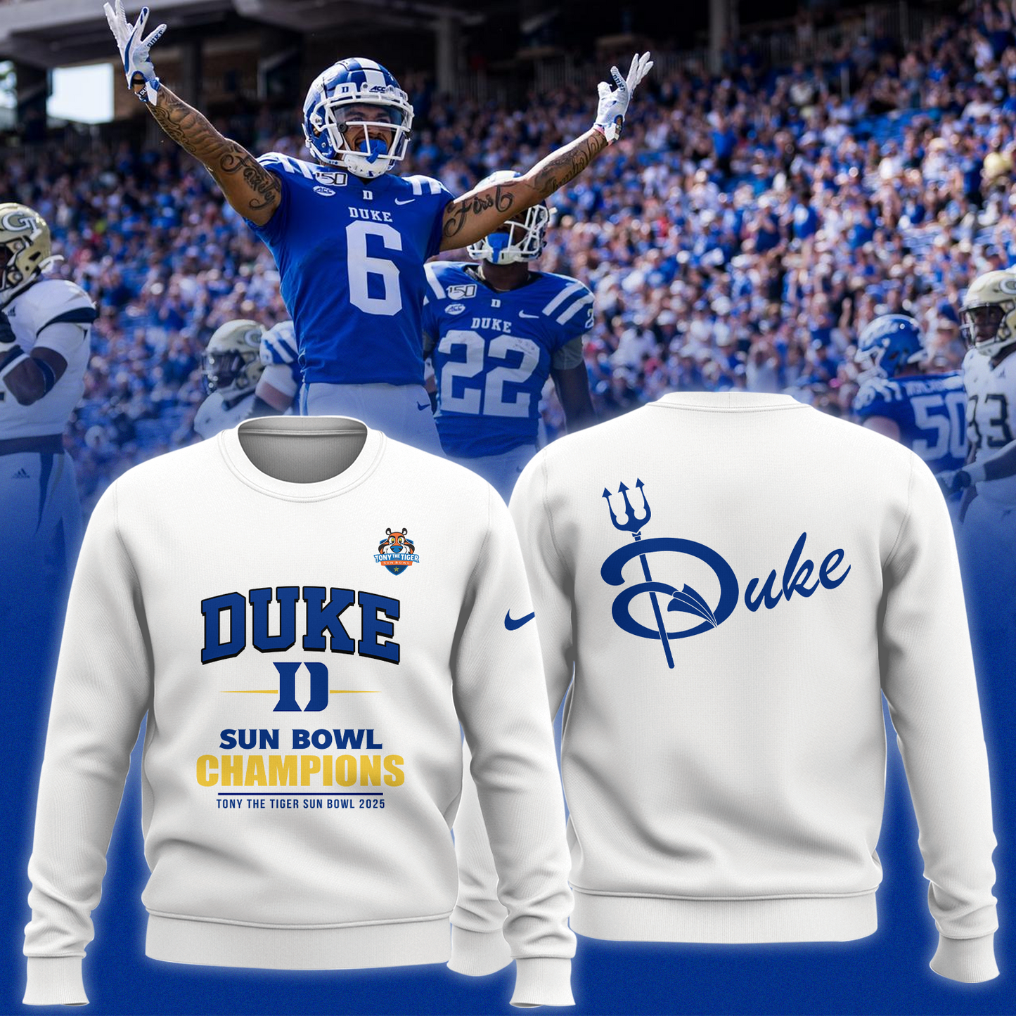 Duke Football - 92ND TONY THE TIGER SUN BOWL Champion Sweater