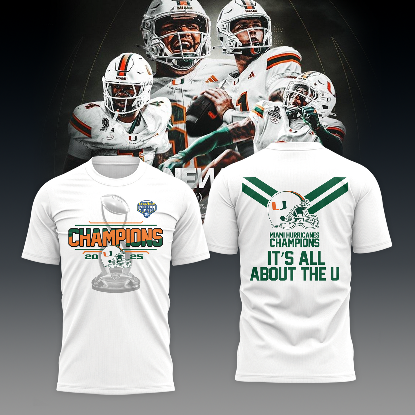 Miami Hurricanes - 2025 GOODYEAR COTTON BOWL CLASSIC Champion Shirt