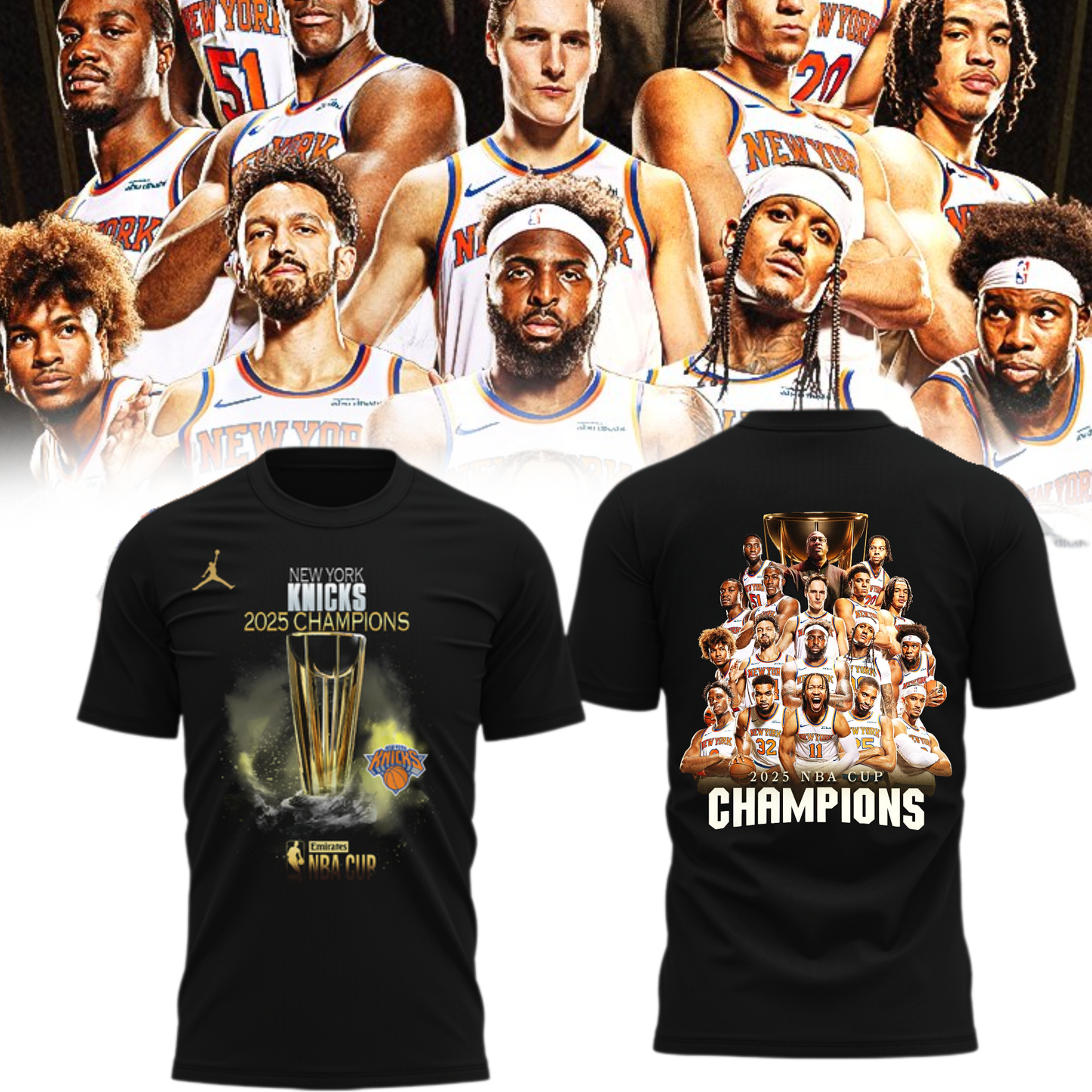 New York Knicks 2025 NBA Cup Champions T-Shirt Limited Edition Black