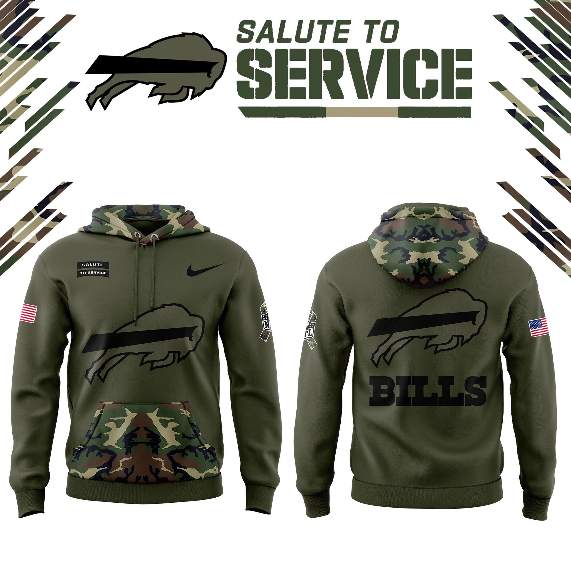 Buffalo Bills 2024 Salute to Service Club Fleece Edition Hoodie V2