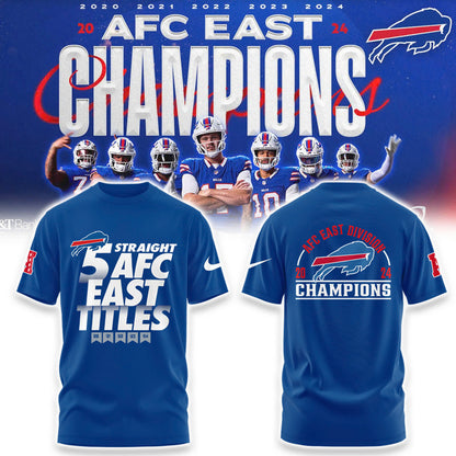 Buffalo Bills Royal Five Straight AFC East Division Champions Our Time Is Now TShirt V2