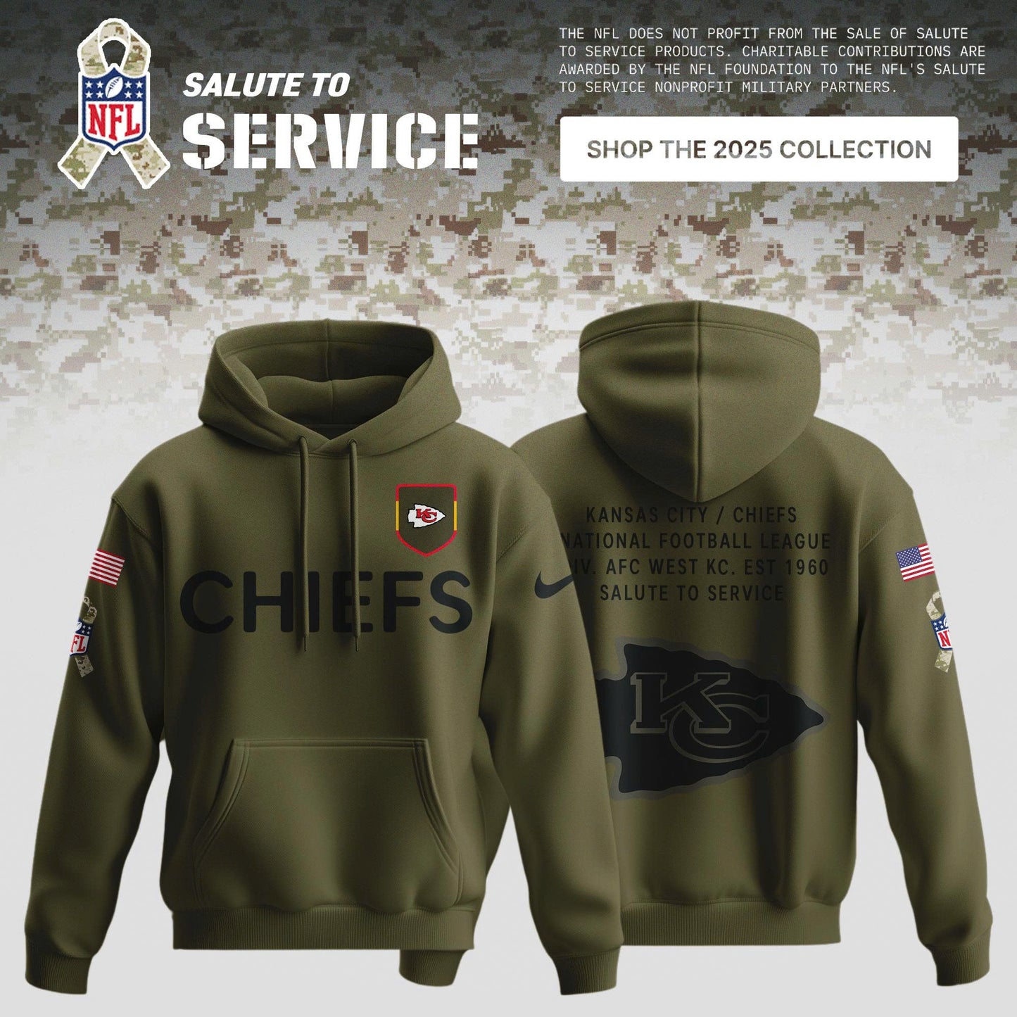 All Teams Salute to Service Olive 2025 Special Editions Hoodie