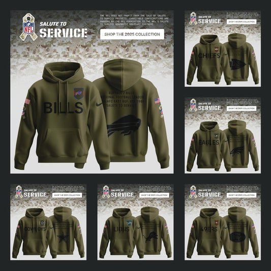 All Teams Salute to Service Olive 2025 Special Editions Hoodie