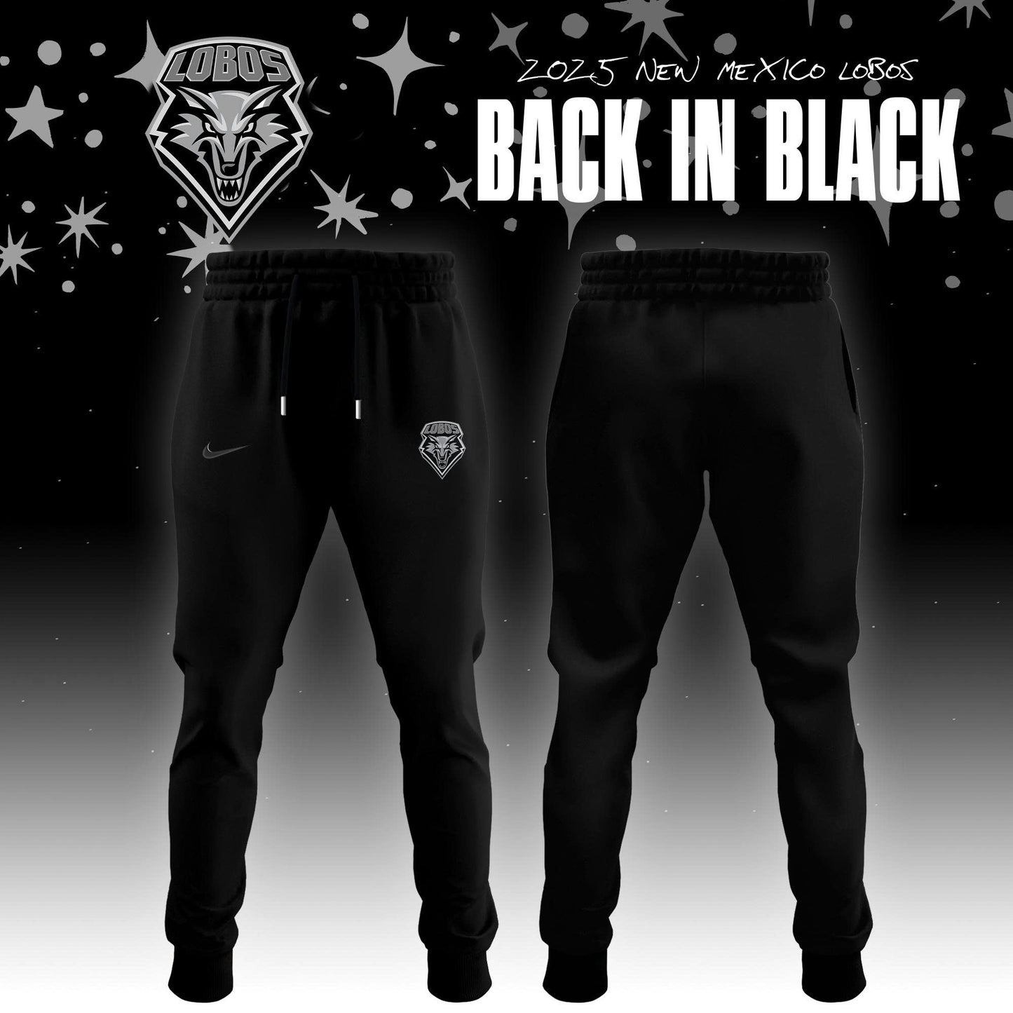 (No sleeve logo) New Mexico Lobos Back In Black 2025 Special Edition Hoodie v2
