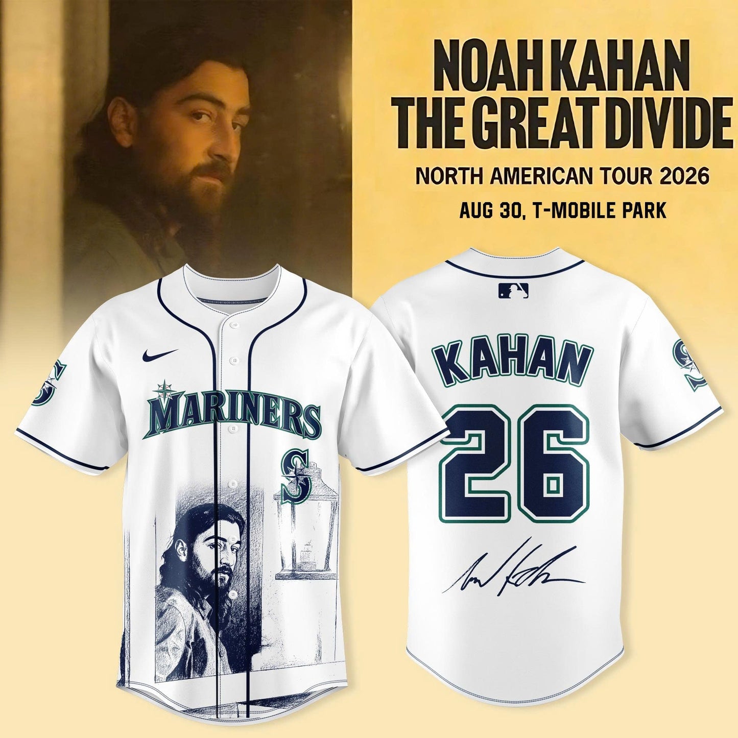 _ Seattle Mariners x Noah Kahan – “The Great Divide Tour 2026” Jersey Collection