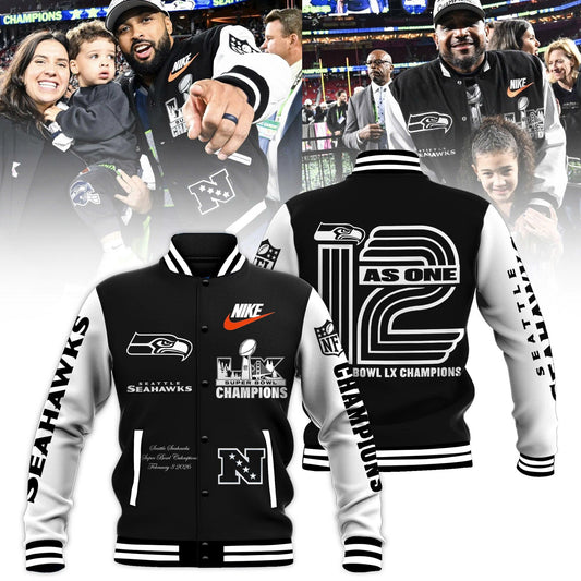 Seattle Seahawks Super Bowl LX Champions Limited Edition Baseball Jacket V3