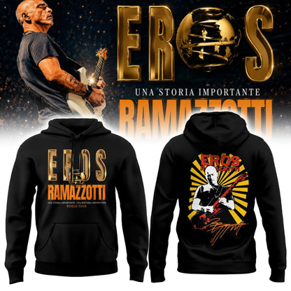 Eros Ramazzotti UNA STORIA IMPORTANTE WORLD TOUR 2026 Limited Edition Black Hoodie v3