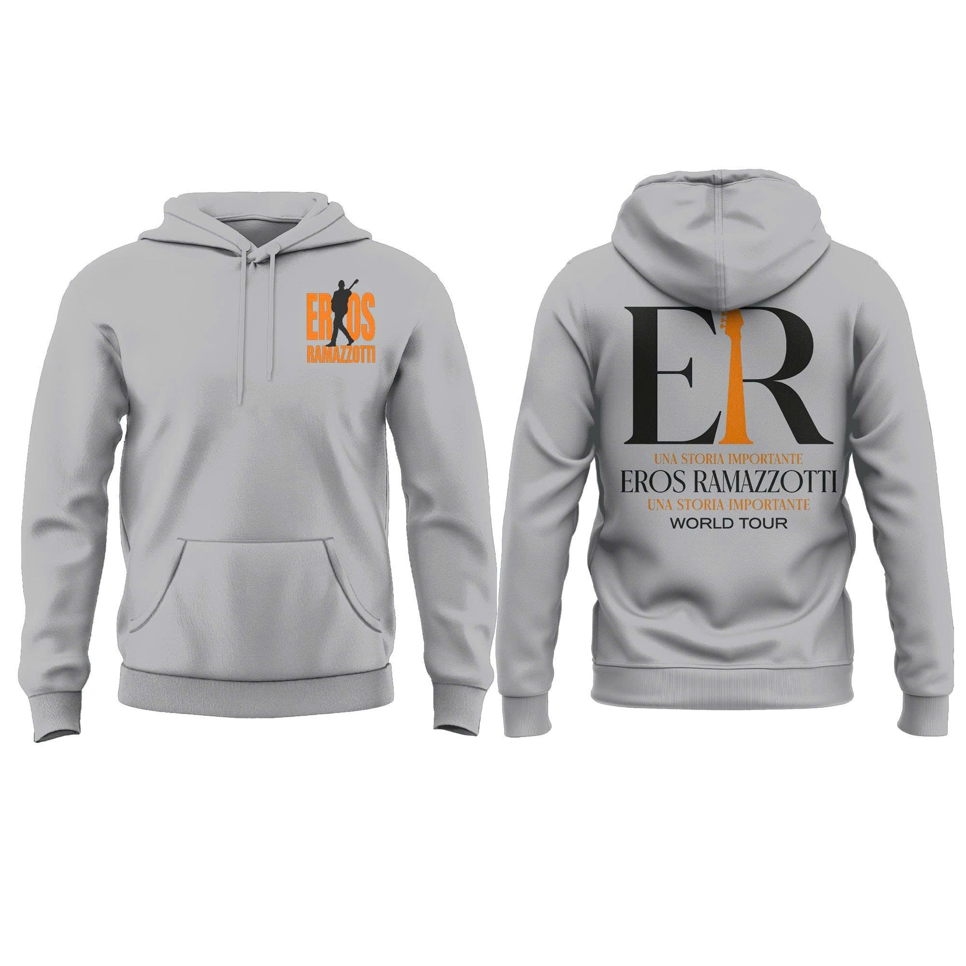 Eros Ramazzotti UNA STORIA IMPORTANTE WORLD TOUR 2026 Limited Edition Grey Hoodie