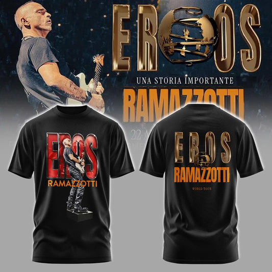 Eros Ramazzotti UNA STORIA IMPORTANTE WORLD TOUR 2026 Limited Edition Black Tshirt