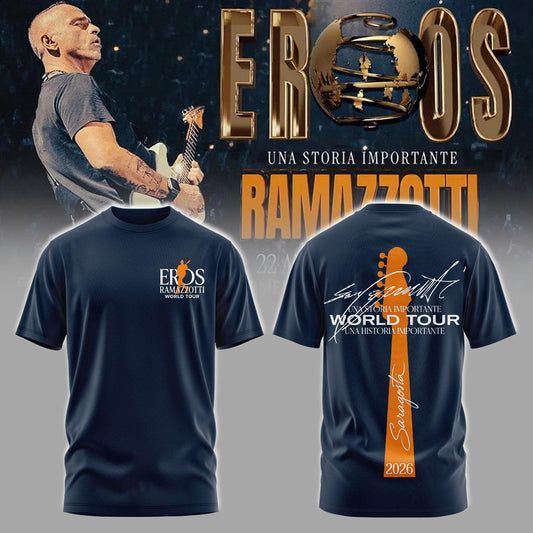 Eros Ramazzotti UNA STORIA IMPORTANTE WORLD TOUR 2026 Limited Edition Royal Tshirt